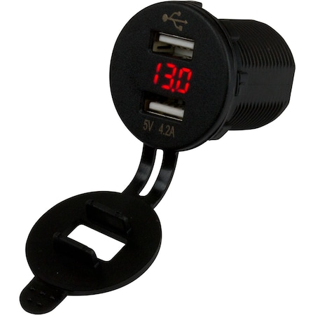 Sea-Dog Dual USB Socket/Voltmeter w/Hidden Display 426517-1
